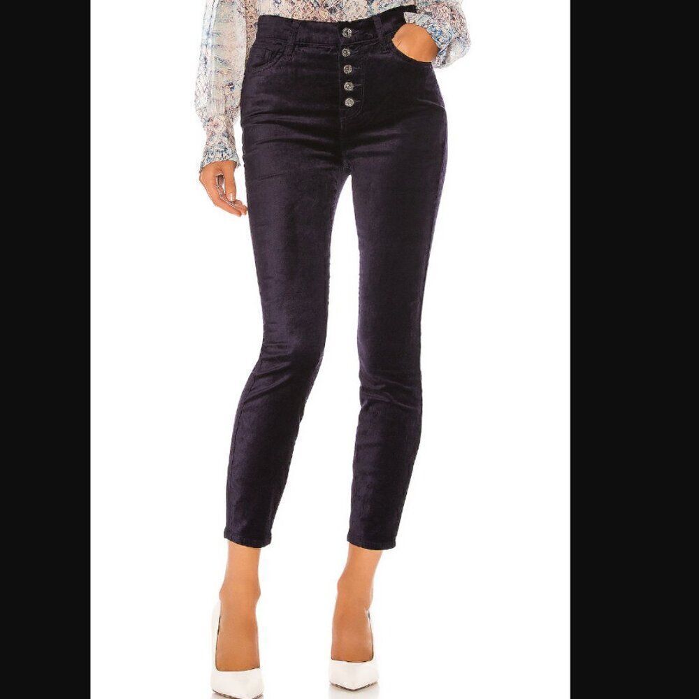 NWT Revolve x 7 For All Mankind The High Waist Velvet Ankle Skinny in Purple 25